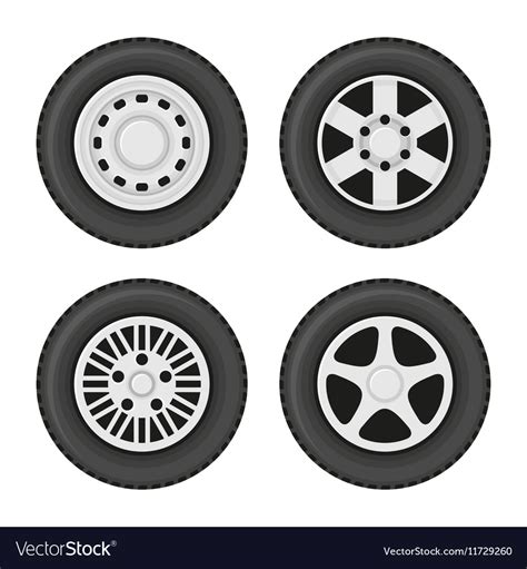 Car Wheels Icons Set On White Background Vector Image