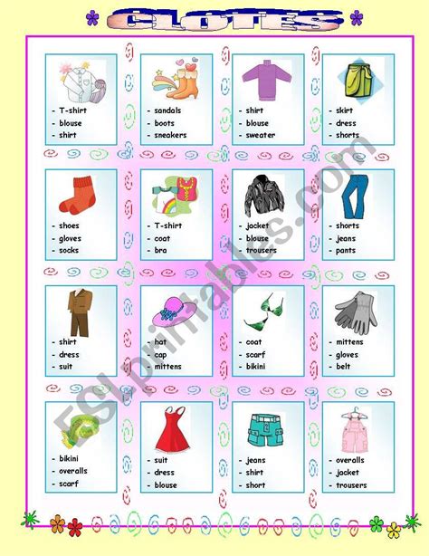 Clothes Pictionary Esl Worksheet By Ellakass Ce1