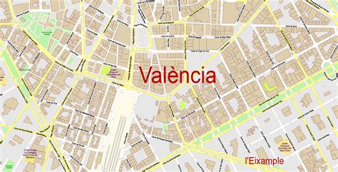 Valencia Spain Map Vector Exact City Plan High Detailed Street Map