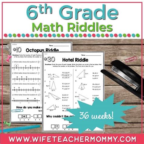 Math Riddle Worksheets For 6th Grade Wife Teacher Mommy