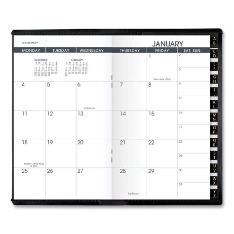 Pocket Size Monthly Planner 6 X 35 Black Cover 13 Month Jan To Jan