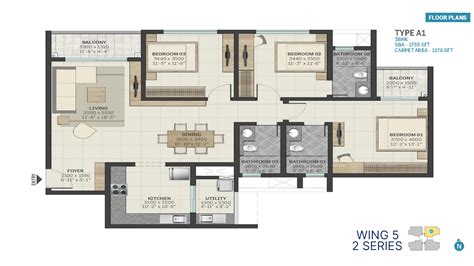 Floor Plan 3 Bhk Apartment Floor Plan Sobha Manhattan