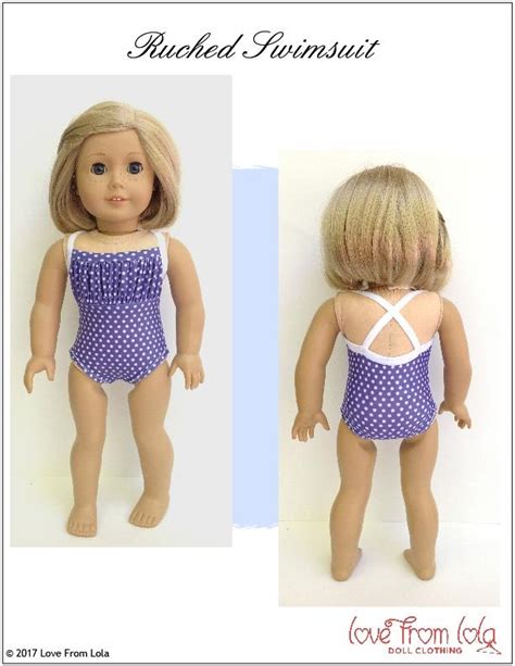 Love From Lola Ruched Swimsuit Doll Clothes Pattern 18 Inch American