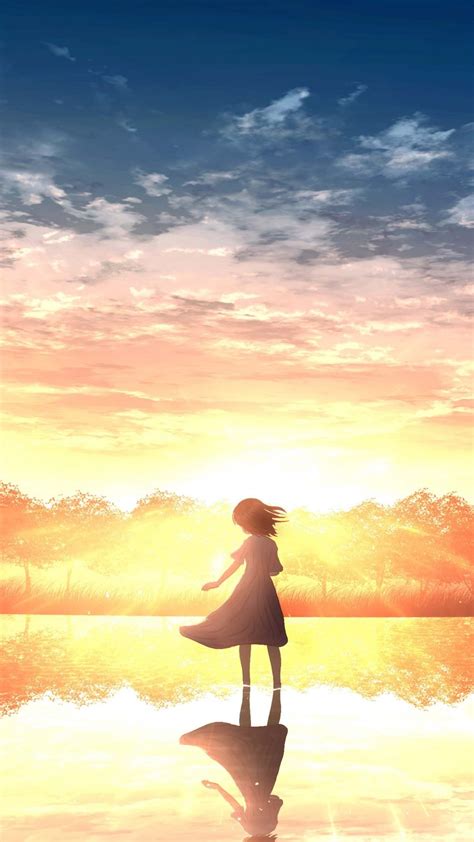 Free Download Anime Girl Sunset 4k Ultra Hd Mobile Wallpaper 950x1689