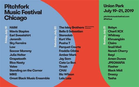 Pitchfork Music Festival Lineup 2019 Robyn Isley Brothers Haim And More