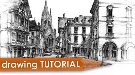 Drawing Tutorial Street And Architecture In Perspective Youtube