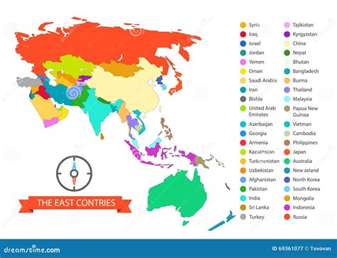 World Map Infographic Template The East Countries Stock Vector