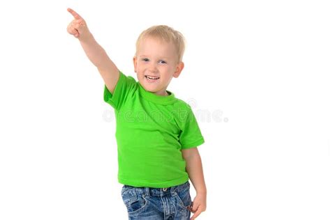 Portrait Of A Cheerful Boy In Green Shirt Stock Photo Image Of