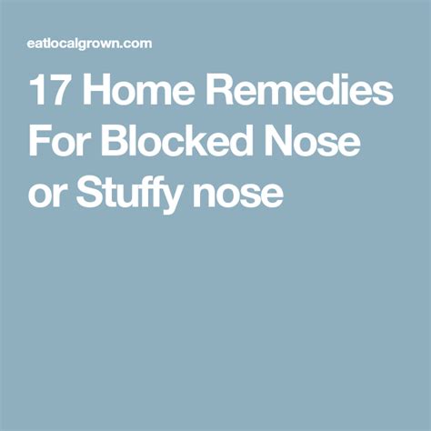 17 Home Remedies For Blocked Nose Or Stuffy Nose Stuffy Nose Remedy