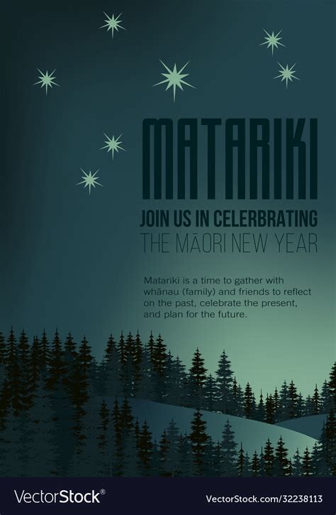 Nz Matariki Maori New Year Poster Royalty Free Vector Image