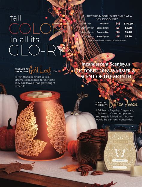 Scentsy October Warmer Scent Of The Month Gold Leaf Scentsy Warmer Butter Pecan