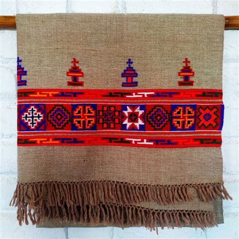 Himaanchal Hand Woven Kinnauri Shawl Light Brown Color Geographical