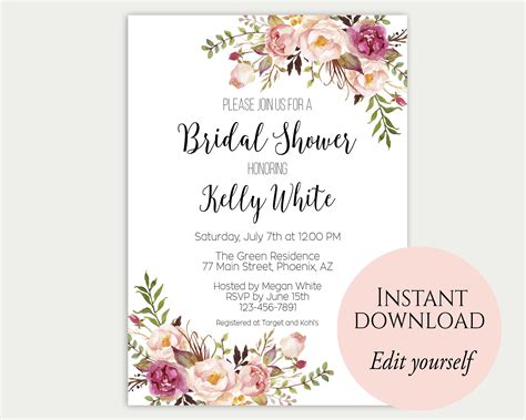 Invitations And Paper Templates Glitter Hot Pink Plaid Bridal Shower Diy