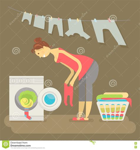 Housewife Washes Clothes Stock Vector Illustration Of Modern 80806858