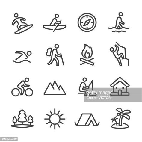 Summer Camp Icon Set Photos And Premium High Res Pictures Getty Images