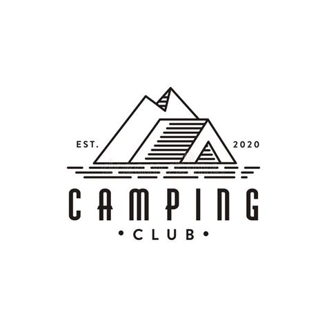 Vintage Lineart Camping Outdoor Adventure Logo Icon Vector Template