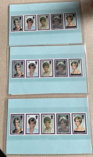 Diana Princess Of Wales 1961 1997 Royal Mail Mint Stamps Set 3 A