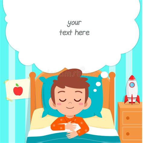 Happy Cute Little Kid Boy Sleep In Bed Room Stock Vector Illustration