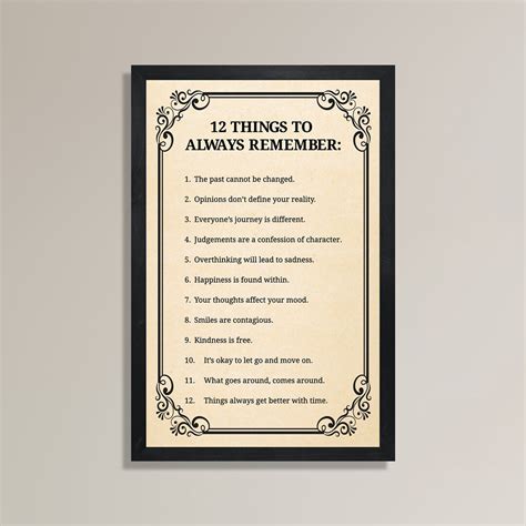 12 Things To Always Remember Sign Inspirational Wall Art Office Wall