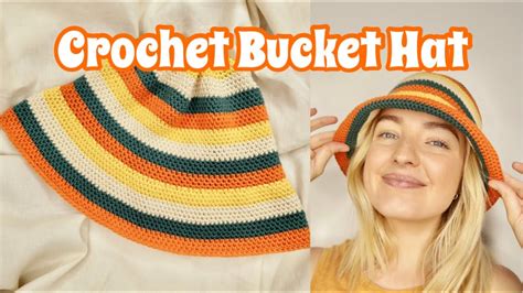 Crochet Bucket Hat Tutorial Pail Hat Pattern Retro Striped Bucket