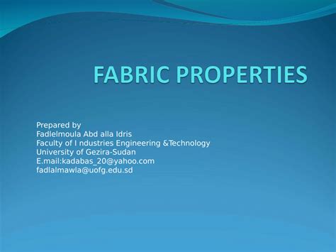 (PDF) FABRIC PROPERTIES