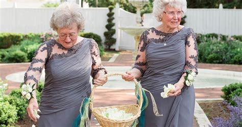 these adorable grandmothers are flower girls at wedding