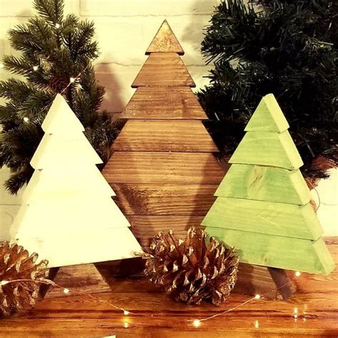Rustic Wooden Christmas Tree Chunky Reclaimed Wood Table Etsy