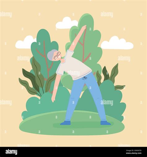Old Man Stretching Exercise Stock Vector Image And Art Alamy
