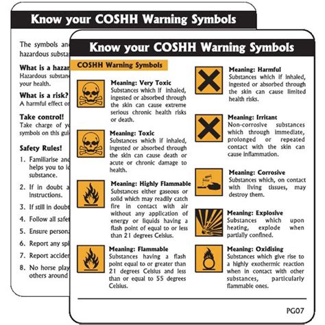 Coshh Warning Symbols Pack Of Pg