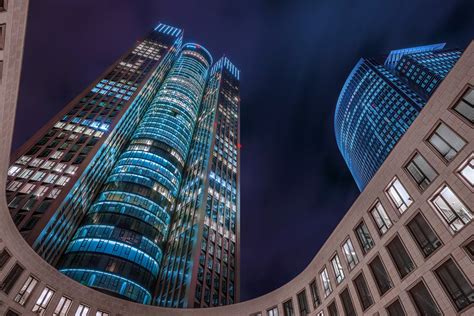 Download Tower 185 Germany Frankfurt Blue Night Architecture Building