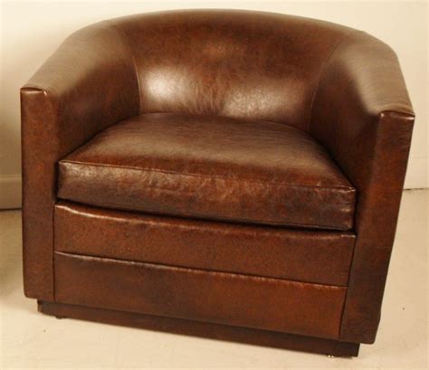 Barrel chairs are a timeless accent for any home. Pair of Leather Barrel club Chairs at 1stdibs