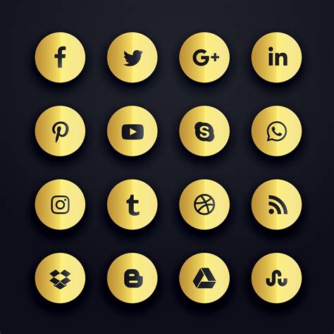 Gold Social Media Icon Free Vector Art 28452 Free Downloads