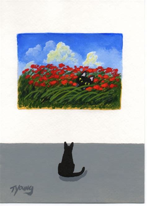 Black Cat Modern Folk Art Print Of A Todd Young Painting At Etsy