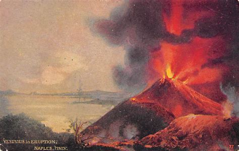 Vesuvius In Eruption Naples Italy Volcano Postcard