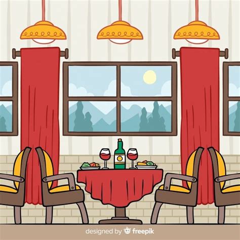 Interior De Restaurante Elegante Dibujado A Mano Dibujos De Restaurantes Restaurante Elegante