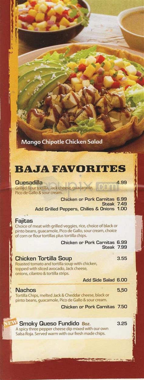 Menu Of Baja Fresh Mexican Grill In Columbia Md 21045