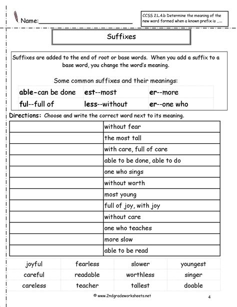 16 Prefix And Suffix Worksheets 4th Grade