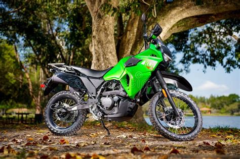 Photo Of A New 2023 Kawasaki Klr650 Dual Sport Motorcycle Editorial