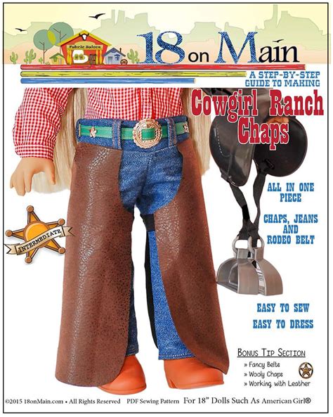 18 On Main Cowgirl Ranch Chaps Doll Clothes Pattern 18 Inch Dolls Suach
