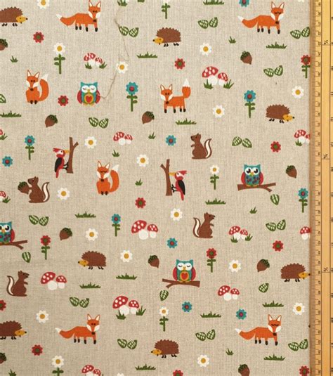 Woodland Themed Fabric 80 Cotton 20 Polyester Material By Etsy Uk