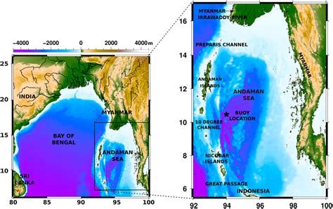 Map Of The Bay Of Bengal Left Panel And The Andaman Sea Right
