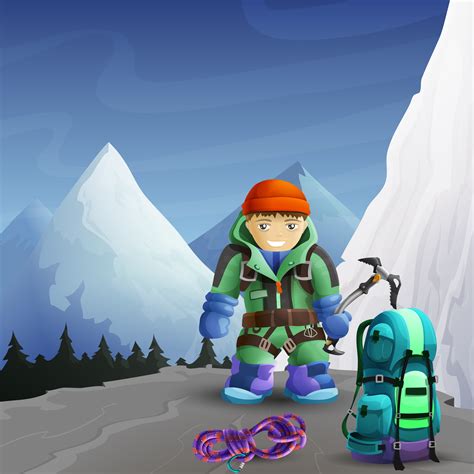 Mountain Climber Cartoon Character Background Poster 484586 Vector Art