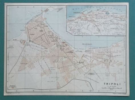 Libya Tripoli City Plan 6 X 8 15 X 20 Cm 1934 German Map Ebay