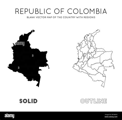 Carte de Colombie Carte vectorielle vierge du pays avec les régions
