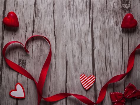 Fondos De Pantalla Día De San Valentín Tablones De Madera Corazón Cinta