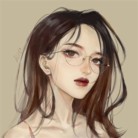 Random Painting Illustrations Girls With Glasses Anime Art Girl