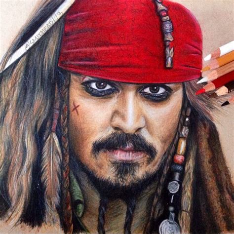 Coloured Pencil Drawing Of Captain Jack Sparrow Prismacolor On