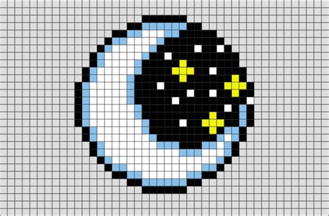 Moon Pixel Art Simple Drawing Pattern