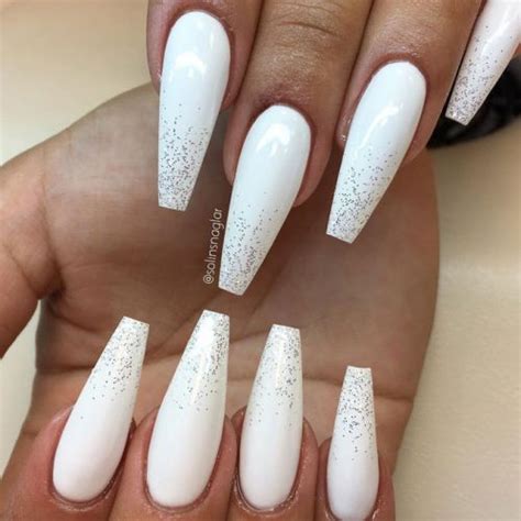 33 Fancy White Coffin Nails Designs