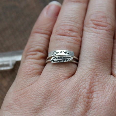 Personalized Silver Name Ring Stacking Ring Initial Or Word Ring Love